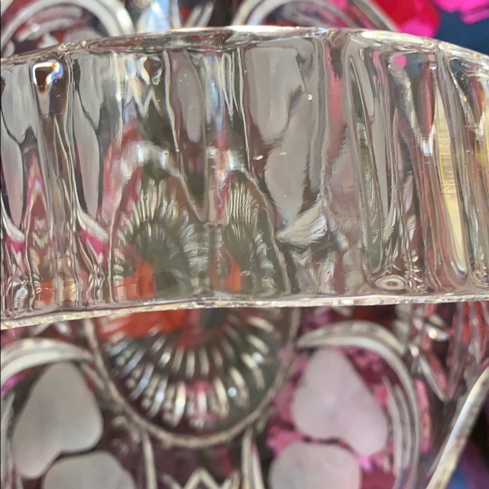 Lead Crystal Etched Cut Glass Basket - Picture 12 of 12